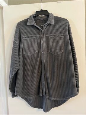 Aerie Charcoal Thermal Button-Up sz large